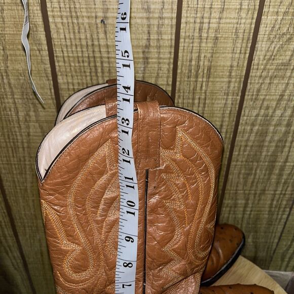 Ostrich Skin Western Cowboy Boots Mex Vaquero Roper Almond Toe Men\'s 11 main image 8